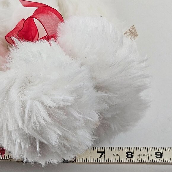 DanDee Plush Puppy Dog White Red Ribbon Valentine's Day Gift Stuffed Animal Toy - Picture 9 of 10